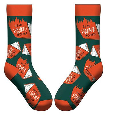 Read Banned Books Flames Adult Socks