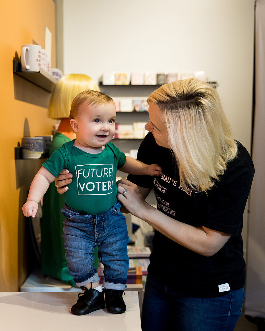 Madame Premier Future Voter Green Baby Onesie