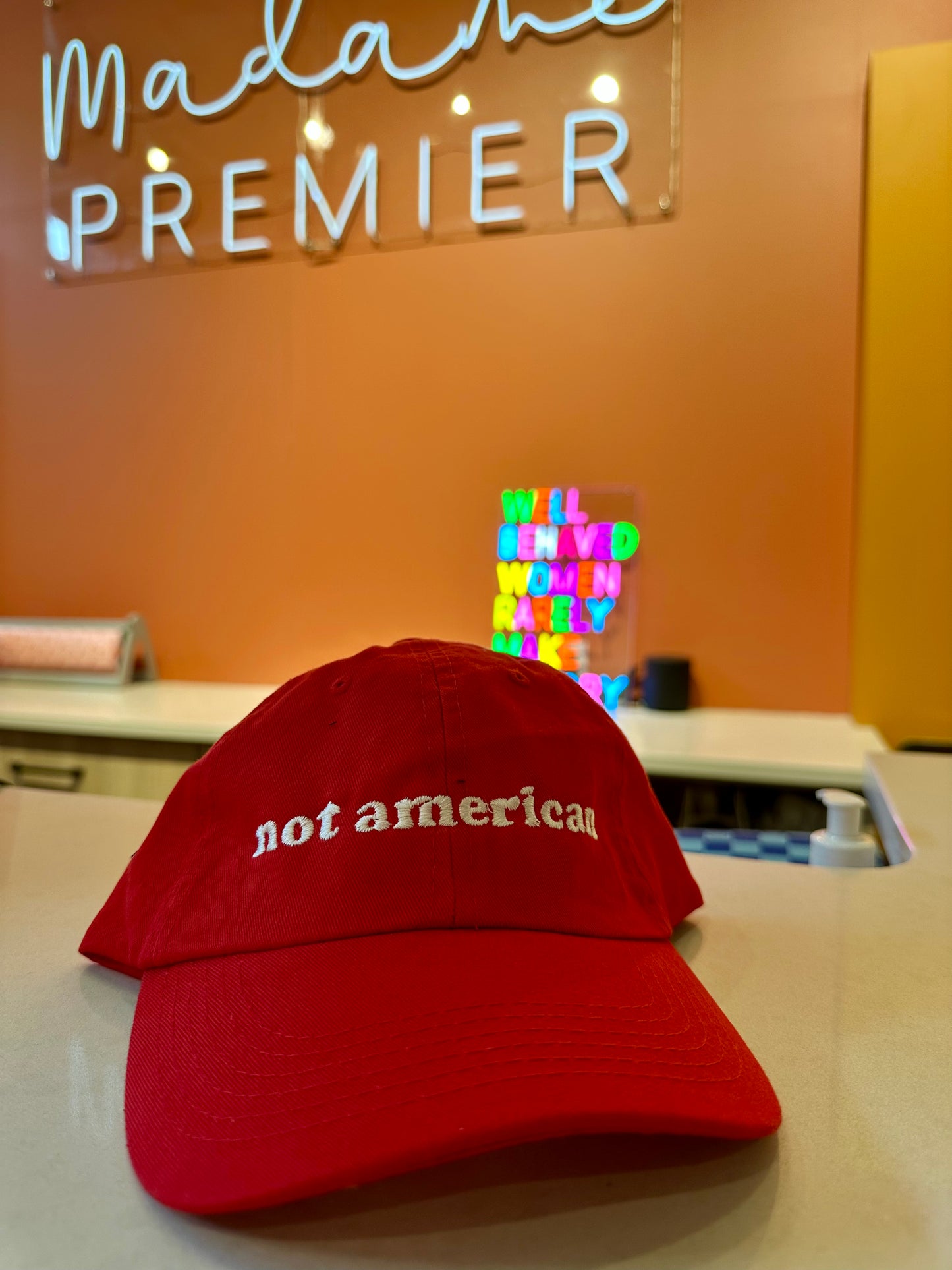 Madame Premier Not American Red Baseball Hat