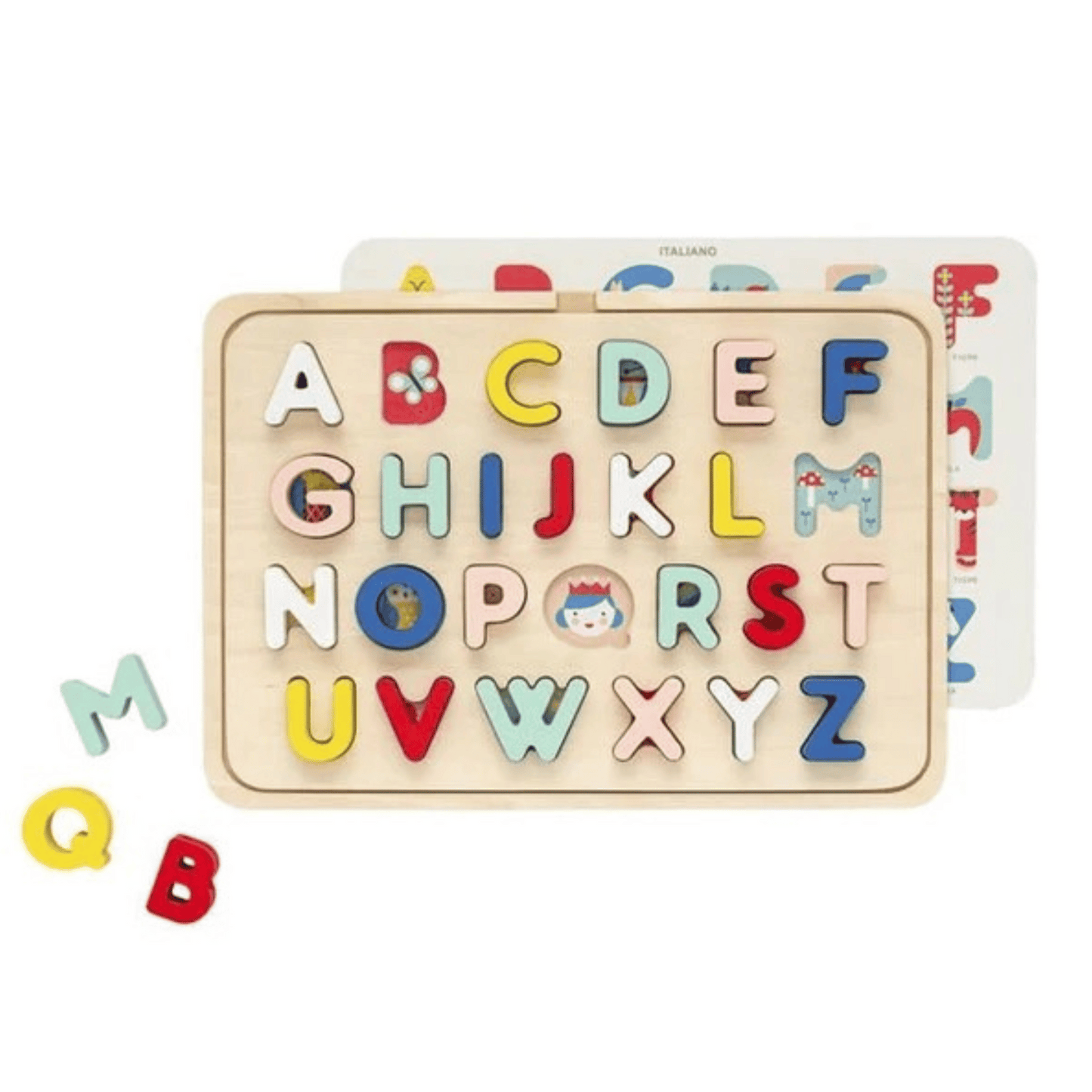 Multi-Language Wooden Alphabet Tray Puzzle