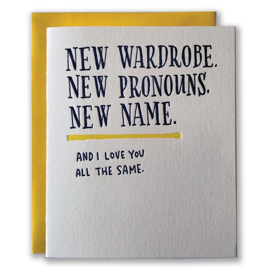 New Wardrobe New Pronouns New Name Card