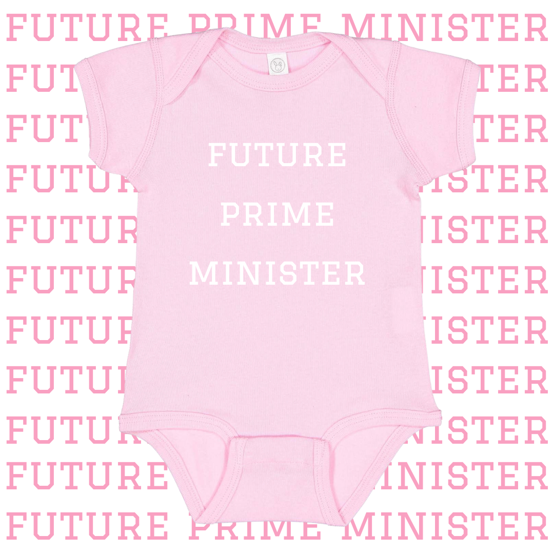 Madame Premier Future Prime Minister Pink Baby Onesie