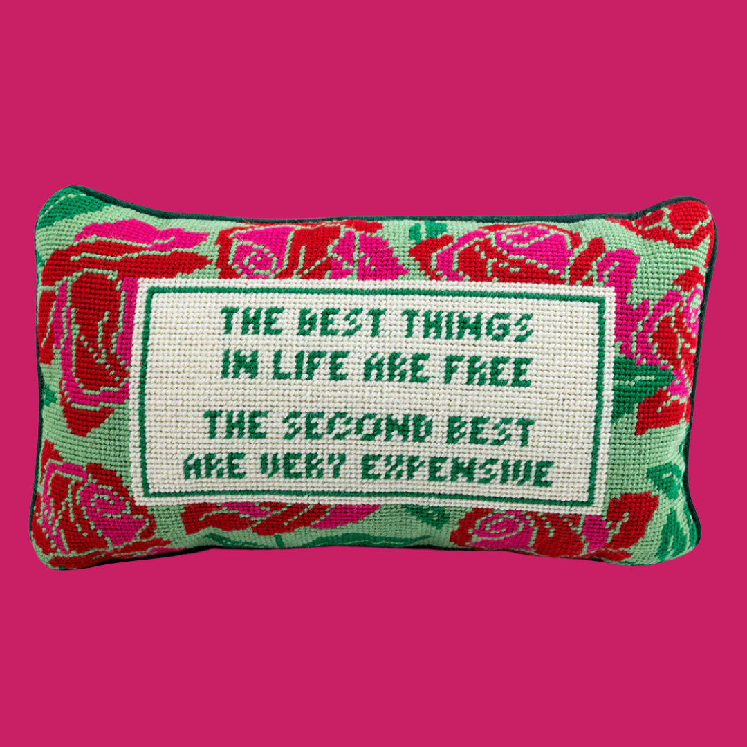 The Best Things In Life Needlepoint Pillow